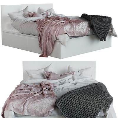 北欧双人床 床头柜